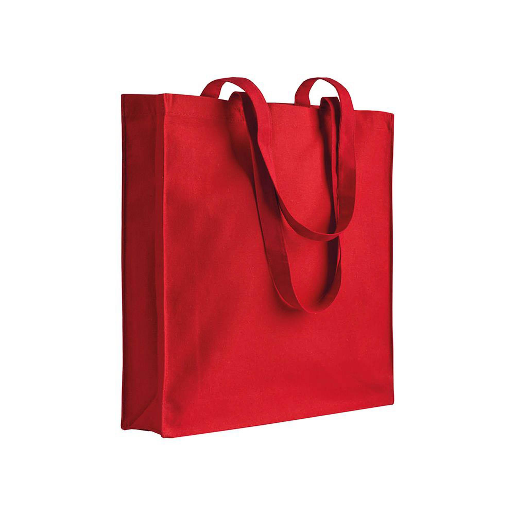 Shopper con soffietto in canvas 280 g/m2, manici lunghi Shopper con soffietto in canvas 280 g/m2, manici lunghi