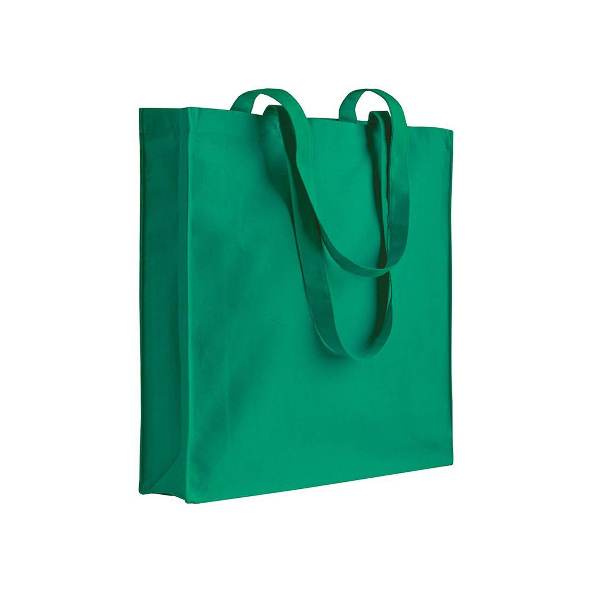 Shopper con soffietto in canvas 280 g/m2, manici lunghi Shopper con soffietto in canvas 280 g/m2, manici lunghi